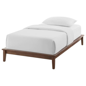 Modern Contemporary Urban Living Twin Platform Bed Frame, Wood, Brown Natural