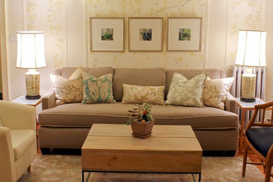 Asian living room photo in New York