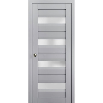 Sliding Pocket Door 32 x 80, Veregio 7455 Grey & Frosted Glass, Rail