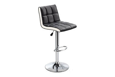 Molto Adjustable Height Bar Stool - with black faux leather seat and contrasting
