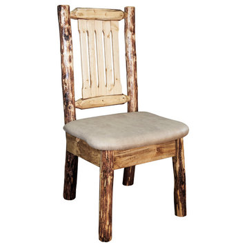 Glacier Country Collection Side Chair With Upholstered Seat, Buckskin Pattern