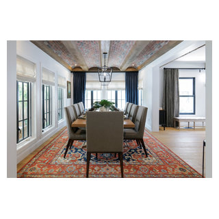 Dining Room with Faux Wood Beams - Mediterranean - Dining Room ...