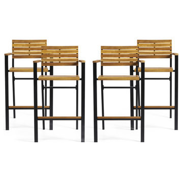 Davian Industrial Acacia Wood Barstool, Set of 4