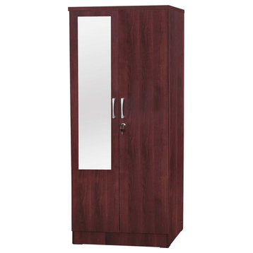 Better Home Products Harmony Two Door Armoire Wardrobe with Mirror in Mahogany