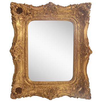 Rococo 40"x48" Gold Leaf Wall Mounted Mirror, Dark Gold