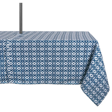 DII Blue Ikat Outdoor Tablecloth With Zipper 60"x84"