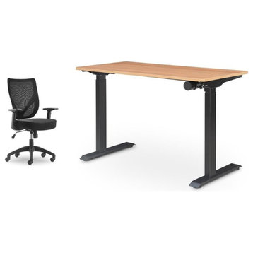 Home Square 2-Piece Set with Standing Desk and Mesh Office Chair