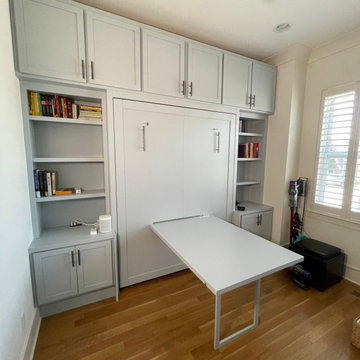 Custom Built Vertical Queen Murphy Bed With Fold-Down Desk, Shelving & Cabinets