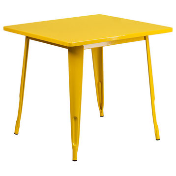 Flash Furniture 31.5" Square Yellow Metal Indoor Table