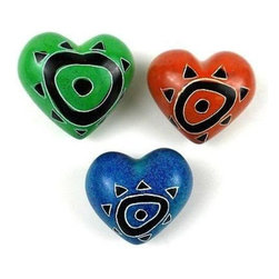 Smolart - Set of 3 Handcrafted Mini Soapstone Hearts, Smolart - Decorative Objects And Figurines