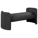 Meridian Furniture - Peyton Boucle Fabric Upholstered Bench, Black - Place this Peyton Boucle Fabric Bench wherever you need an additional seat and a stylish and chic element added to your room. This pretty bench is just the thing to position at the end of a bed or in a foyer or entryway to provide a spot to sit while putting on shoes or pulling on boots. The rounded arms and the nonassuming style lend this bench an air of contemporary panache while the rich black boucle fabric lets it easily mesh with your room's color scheme.