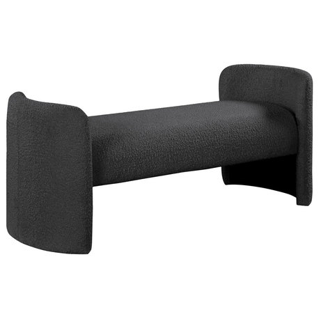 Peyton Boucle Fabric Upholstered Bench, Black