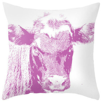 Pink Cow Pillow Cover, 18x18