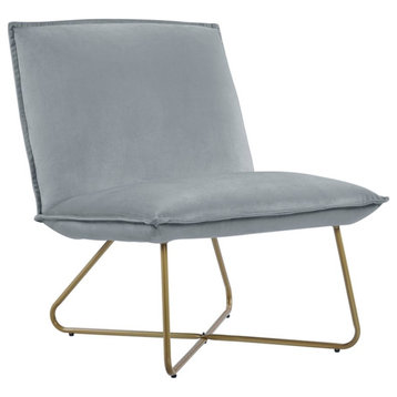 Linon Mavis Metal Accent Chair in Light Gray