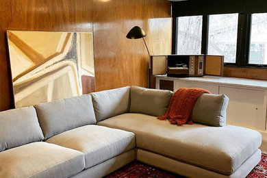 Inspiration for a transitional home theater remodel in Denver