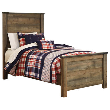 Trinell Twin Panel Bed in Warm Rustic Oak B446-TWIN
