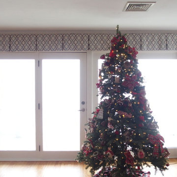 Box Pleat Valances on large windows by the water
