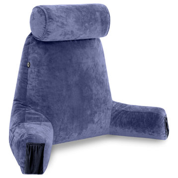Medium Husband Pillow Dark Blue Reading Pillow Removable Neck Roll and Cover