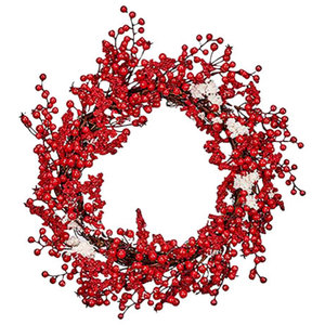 Red Spiral Berry Wreath 24 Farmhouse Wreaths And Garlands By Flora Decor