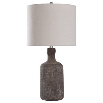 Olney, Textured Concrete Table Lamp with Drum Shade, Multi-Color Dark Gray