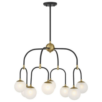 8 Light Chandelier In Mid-Century Modern Style-21 Inches Tall and 25 Inches