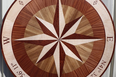 Silver Wood Compass Rose Floor Inlay