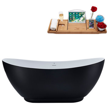 62" Streamline N594GLD Freestanding Tub and Tray With Internal Drain