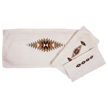 Yosemite Embroidered Towel Set, Cream, 3 Piece