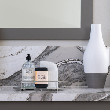 Contrasting Bold Quartz Countertop in Bathroom Remodel