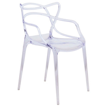 LeisureMod Milan Modern Wire Design Chair Clear