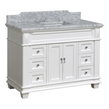 Elizabeth 48" Bathroom Vanity, White, Carrara Marble