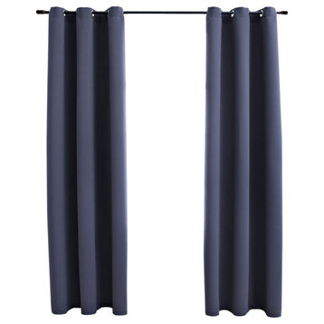 vidaXL Blackout Curtains With Rings 2-Piece Anthracite 37"x84" Fabric