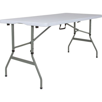 5-ft. Height Adj,Bi-Fold Granite White Plastic Banquet,Event Folding Table