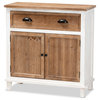Kennemore Rustic Weathered Two-Tone White and Oak Brown Wood 2-Door Cabinet