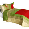 My Garden 3PC Cotton Vermicelli-Quilted Patchwork Geometric Quilt Set-Full/Queen