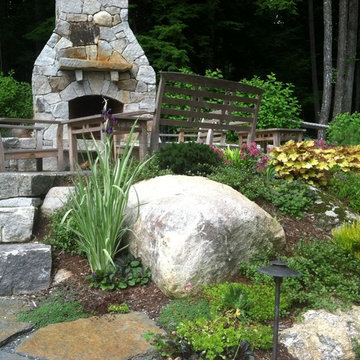 Aged Granite Steps and Fireplace