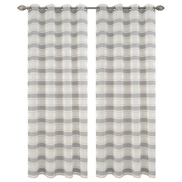 Deneuve Drapery Curtain Panels with Grommets, Gray
