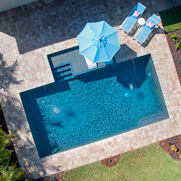 Modern Pool with Advanced LED Lighting and Water Features