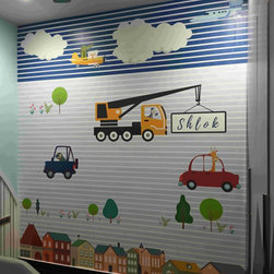 Animals Driving cars and planes Personalise Theme for Kids Room - Wallpaper
