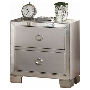 Wood Nightstand With 2 Drawers, Platinum