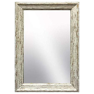 Classic Sandblasted Wood White Rustic Wall Mounted Mirror, 45x65