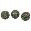 Peacock-Feathered Orbs Decorative Accent Balls, Set of 3