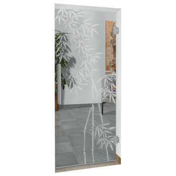 swing glass door, Palm Print Design, Non-Private, 36"x80" Inches, 5/16" (8mm)