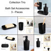 Bathroom Set Tumbler, Soap Dispenser, Soap Dish Set of 3 Accessories, Black