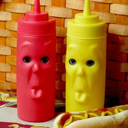 Doll Eye Blinking Ketchup and Mustard Condiment Bottles - Condiment Sets