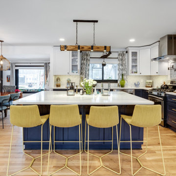 Eclectic White and Blue Kitchen Design Fairfax, VA