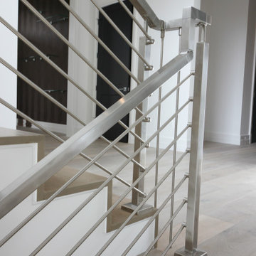 75_Modern Stairway: White Oak & Stainless Steel Balustrade, McLean VA 22101