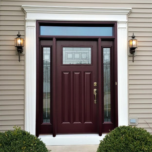 75 Beautiful Craftsman Entryway With A Red Front Door Pictures & Ideas ...