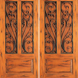 Exterior Double Door, Knotty Alder 3-Panel, Southwest Home - Front Doors