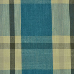 Paroo Cotton Blend Large Plaid Curtains & Drapes Upholstery Fabric in Celadon Bl - Upholstery Fabric
